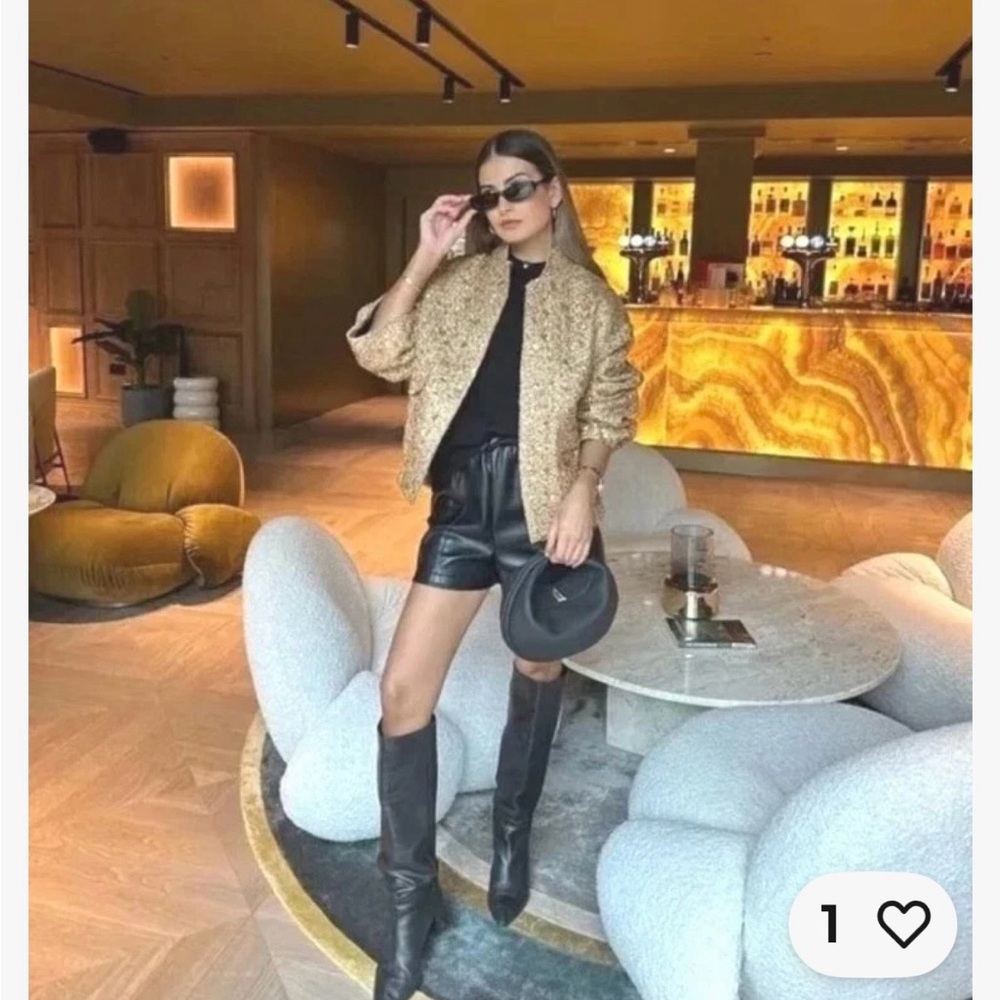 Zara Bloggers favorite! Elegant oversized Gold Women's Sequin Jacket - Picture 8 of 12
